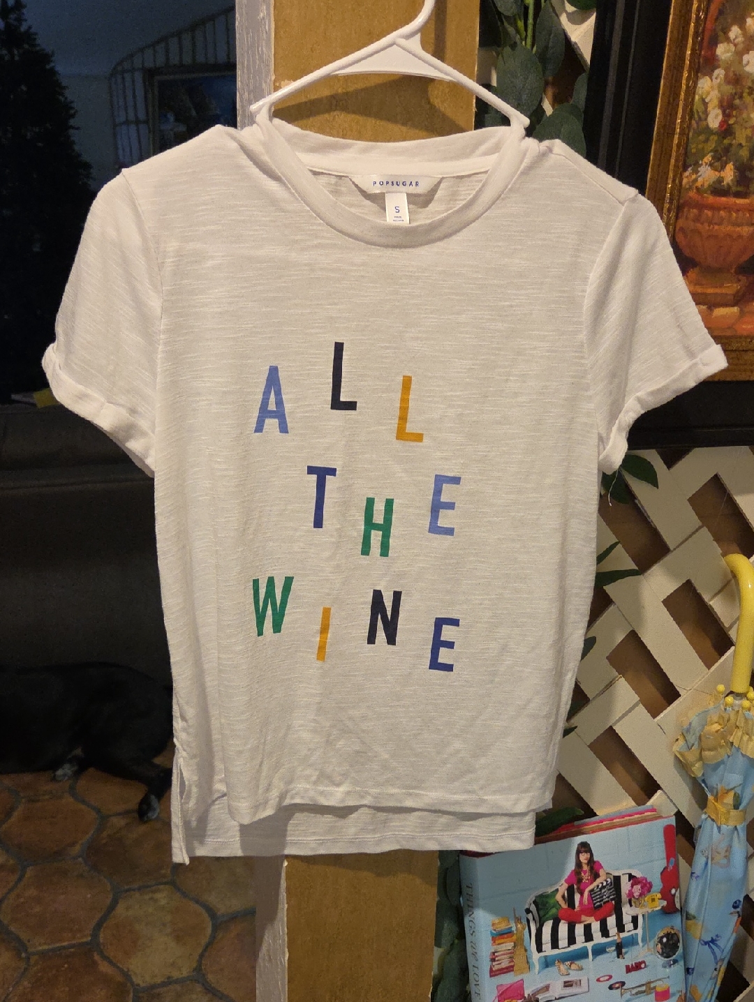 Popsugar White Tee With Multicolor Block Lettering